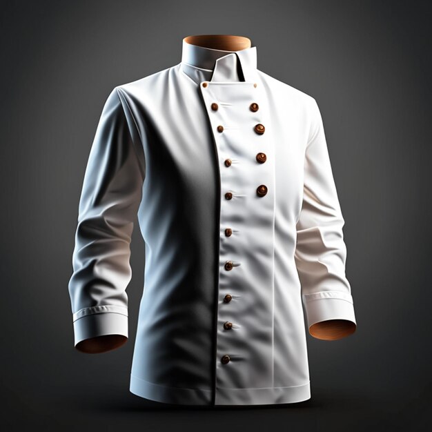 Uma foto de casacos brancos de chef, uniforme de cozinheiro, maquiagem de camisa formal.