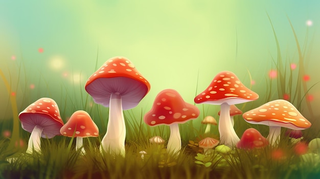 Uma foto de cogumelos em um campo
