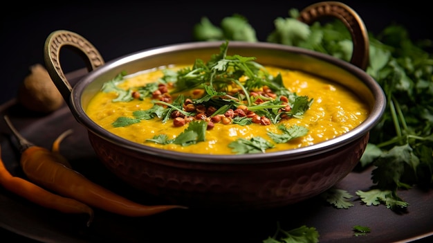 Uma foto de detalhes de alta qualidade Homestyle Dal Tadka