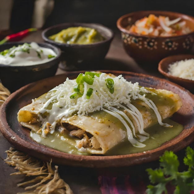 uma foto de enchiladas verdes