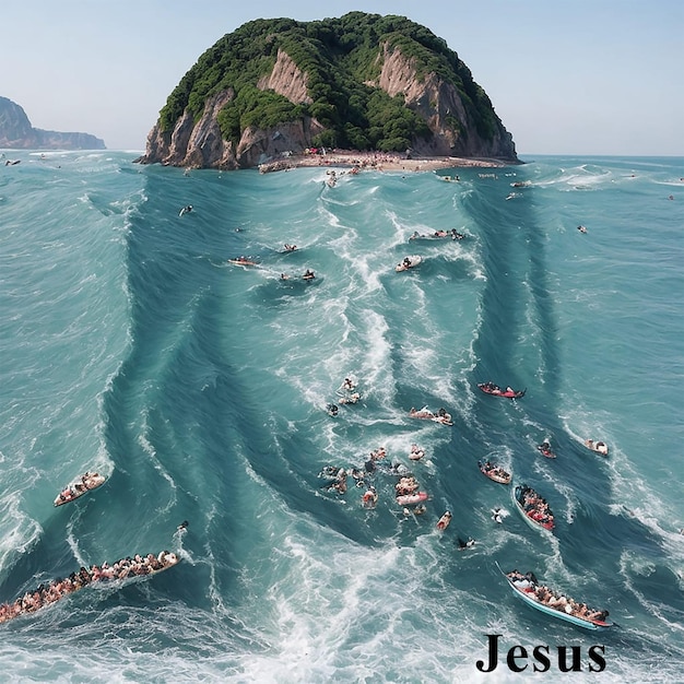 uma foto de jesus no fundo do oceano