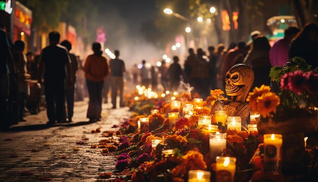 Uma foto de Mexico Cutz em Dias de Los muertos à noite