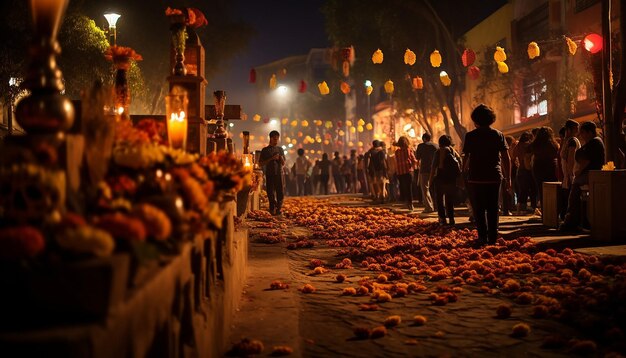 Uma foto de Mexico Cutz em Dias de Los muertos à noite