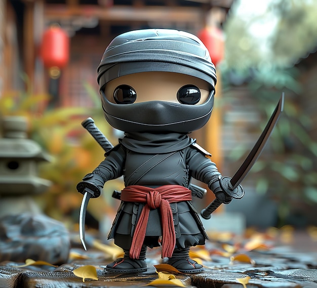 uma foto de mini ninja desenho de personagem de desenho animado