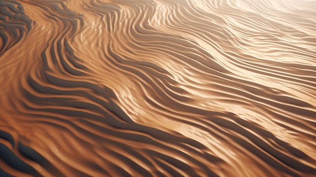 Uma foto de ondas criando padrões complexos na areia