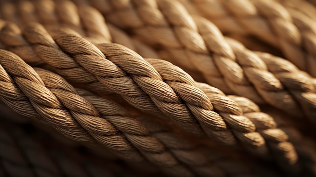 Uma foto de perto de uma corda de cânhamo destacando sua durabilidade