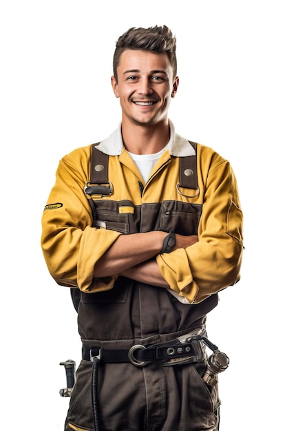 Uma foto de retrato de um mecânico sorridente realista