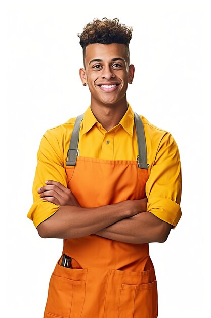 Uma foto de retrato de um mecânico sorridente realista