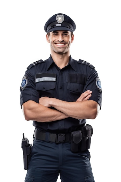 Uma foto de retrato de um policial sorridente realista