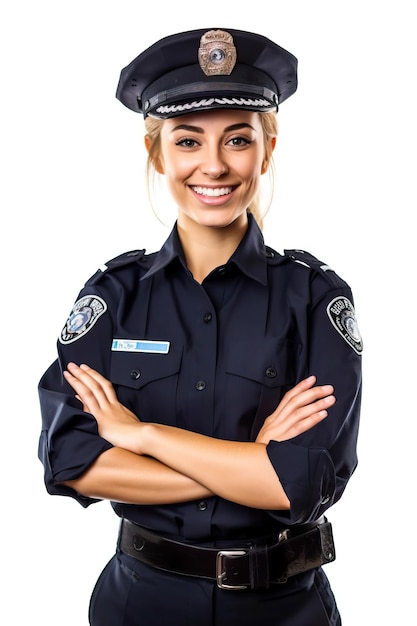 Uma foto de retrato de uma mulher sorridente realista Polícia