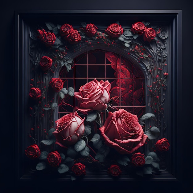 Uma foto de rosas com rosas vermelhas
