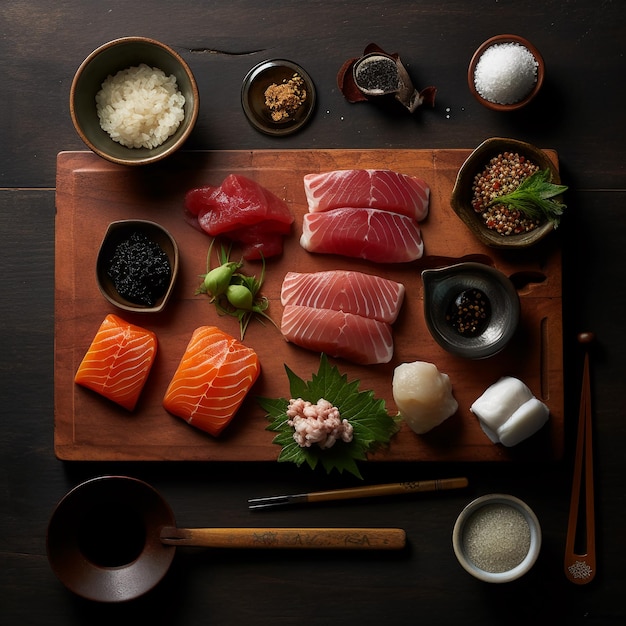 Uma foto de sushi inspirada em natureza morta japonesa