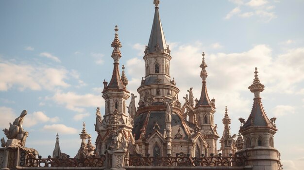 Foto uma foto de torres ornamentadas e terminais em um medieval