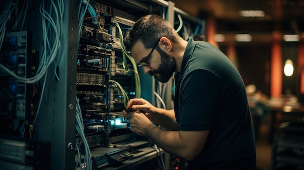 Uma foto de um administrador de rede protegendo o acesso Wi-Fi