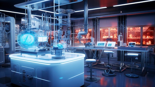 Uma foto de um ambiente de laboratório com tecnologia de ponta