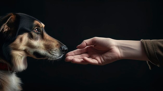 Uma foto de um animal de estimação aprendendo a apertar a mão