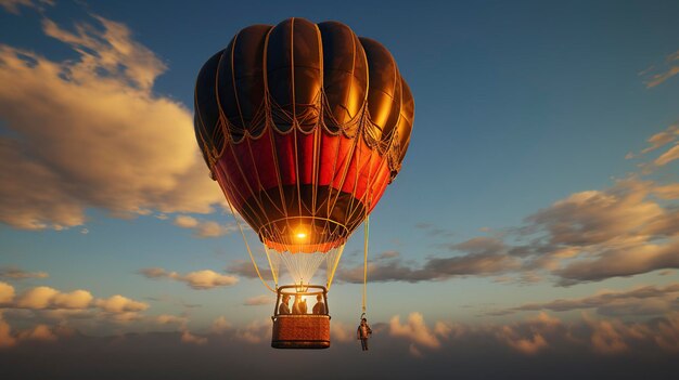 Uma foto de um balão de ar quente desocupado