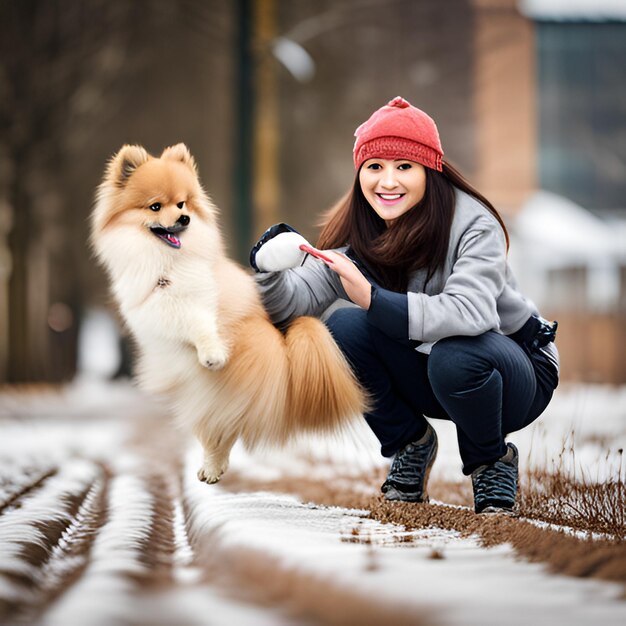 Foto uma foto de um bonito cachorrinho de pomerânia