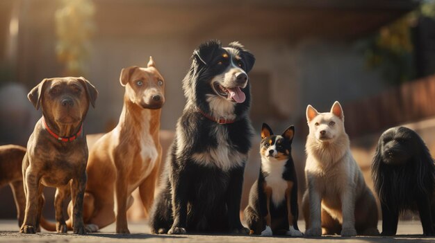 Uma foto de um cachorro sendo socializado com outros animais de estimação