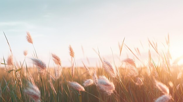 Foto uma foto de um campo com um fundo de gradiente e iluminação do nascer do sol