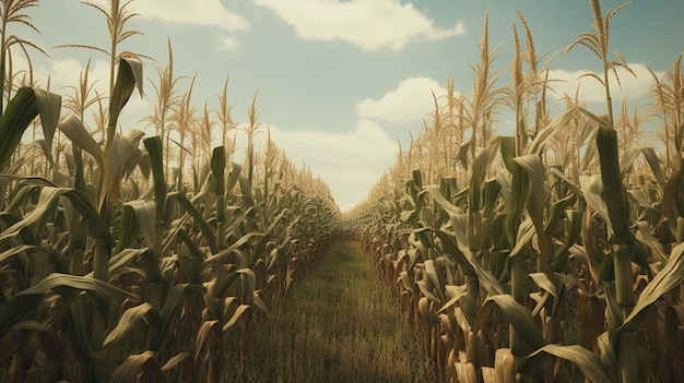 Foto uma foto de um campo de tall cornstalks