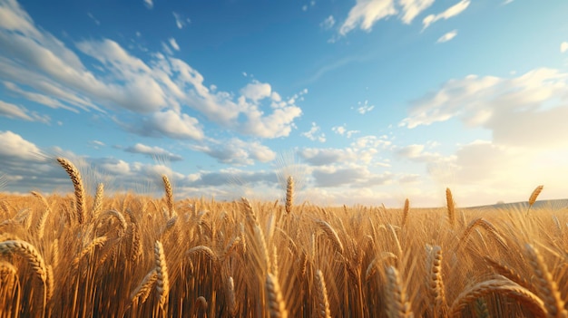 Uma foto de um campo de trigo pacífico