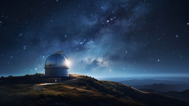 Uma foto de um céu estrelado cativante acima de um observatório