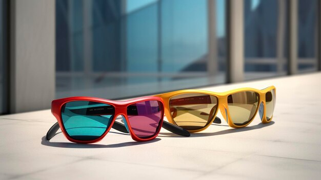 Uma foto de um conjunto de óculos de sol de fitness à moda