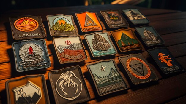 Foto uma foto de um conjunto de patches com temas de aventura