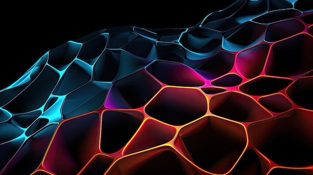 Uma foto de um diagrama de Voronoi em uma iluminação de spotlight de fundo preto
