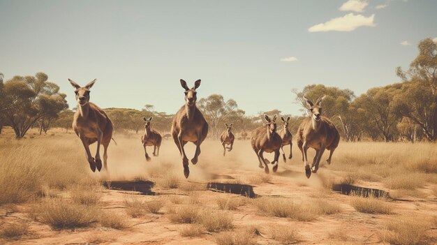 Uma foto de um grupo de cangurus