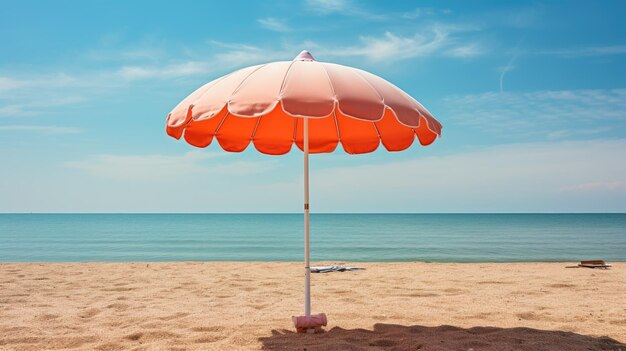 Foto uma foto de um guarda-chuva de praia coral em uma praia de areia brilhante luz do sol