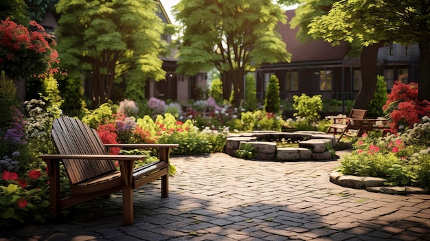 Uma foto de um jardim de hospice proporcionando um cenário pacífico