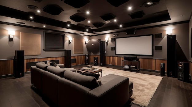 Uma foto de um moderno home theater