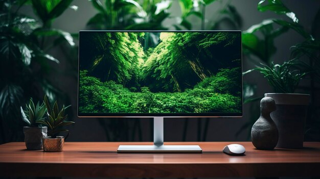 Uma foto de um monitor de computador elegante e moderno