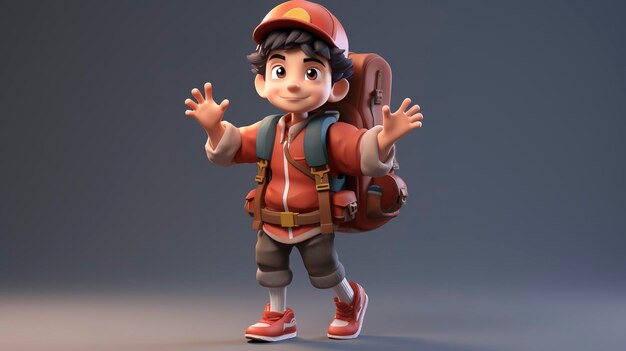 Uma foto de um personagem 3D com uma mochila