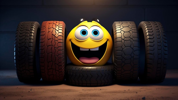 Foto uma foto de um personagem 3d mostrando o tamanho diferente do pneu