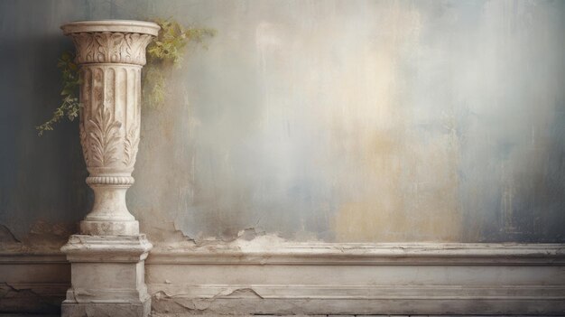 Foto uma foto de um pilastro de gesso com uma textura desgastada de luz filtrada suave