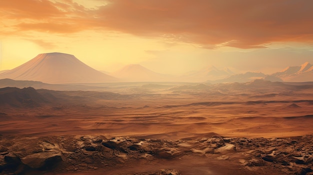 Uma foto de um planalto vulcânico com vista expansiva de cinzas vulcânicas