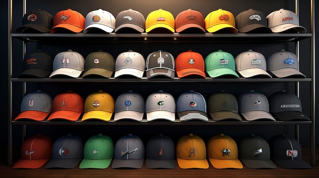 Uma foto de um rack com uma variedade de visores esportivos