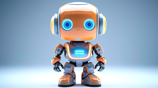 Uma foto de um robô de brinquedo com luzes piscando foto de comprimento completo