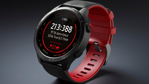 Uma foto de um smartwatch de fitness com um pedômetro