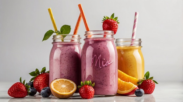 uma foto de um smoothie de frutas com a palavra "eu" nela