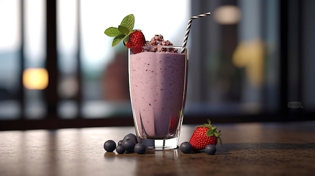 Foto uma foto de um smoothie saudável ou shake de proteína