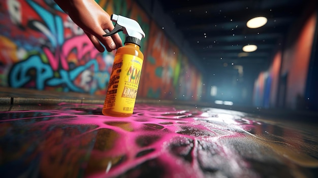 Uma foto de um spray desinfetante sendo usado em superfícies