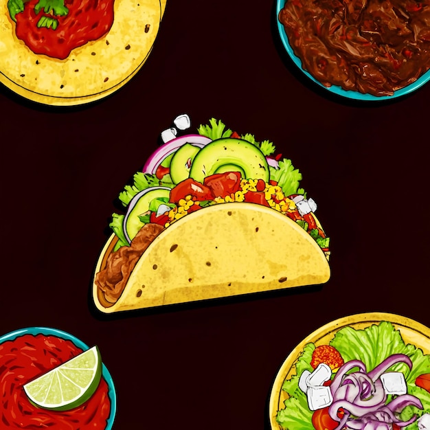 uma foto de um taco com uma foto de uma taco nele