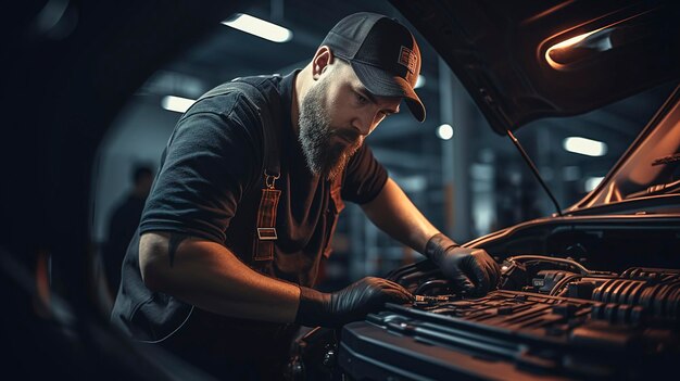 Uma foto de um técnico a realizar uma inspecção do veículo