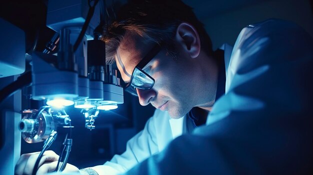 Uma foto de um técnico ajustando um laser para a correção da córnea