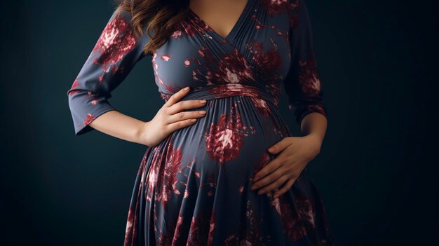 Uma foto de um vestido de maternidade com estampa floral