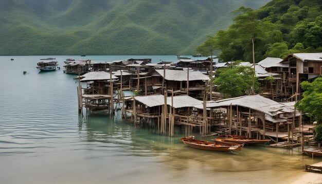 Uma foto de uma aldeia chamada uma aldeia flutuante chamada uma cidade